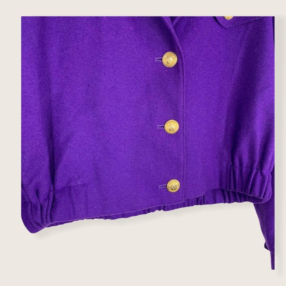Vintage 80s Purple Bomber Jacket Size 8 - Picture 3 of 11